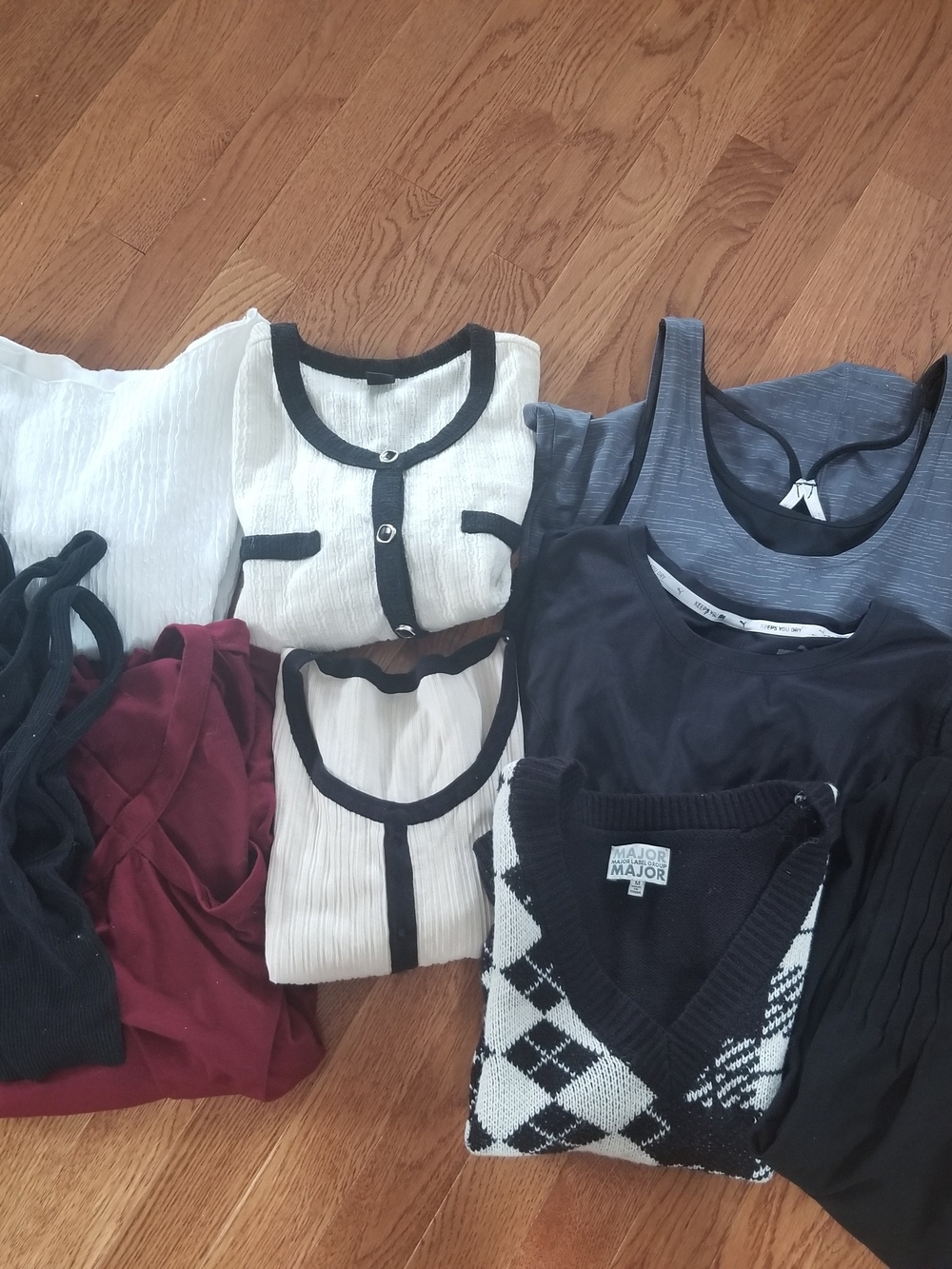 Mixed Women's Tops Bundle - Black, White, Gray, Burgundy